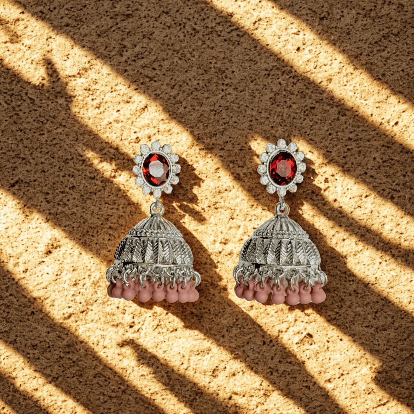 Ruby Drape Jhumka Earrings