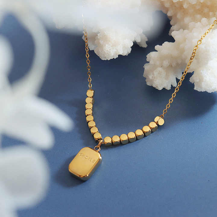 Golden Tag Charm Necklace