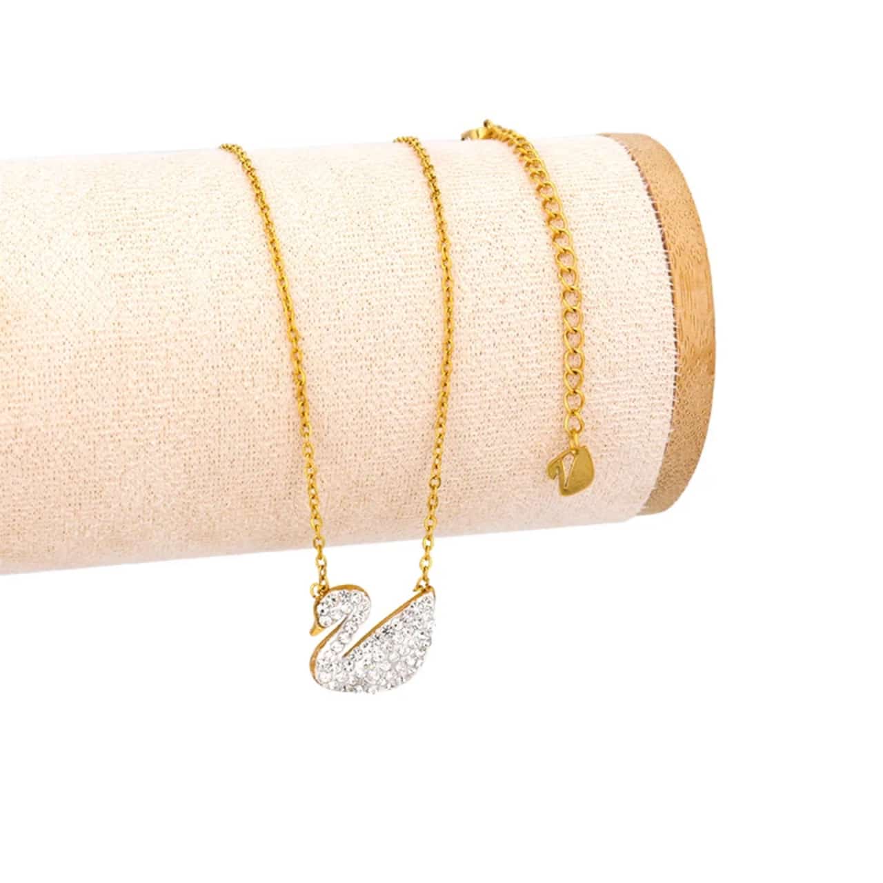 White and Black Swan Stainless Steel Pendant Necklace