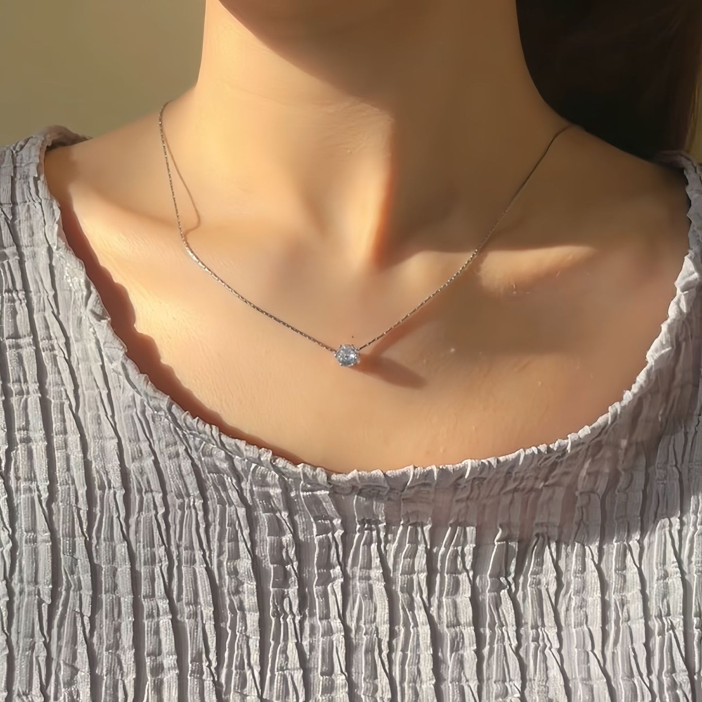 Silver Spark Solitaire Necklace