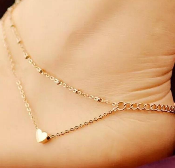 Double Layer Heart Anklet
