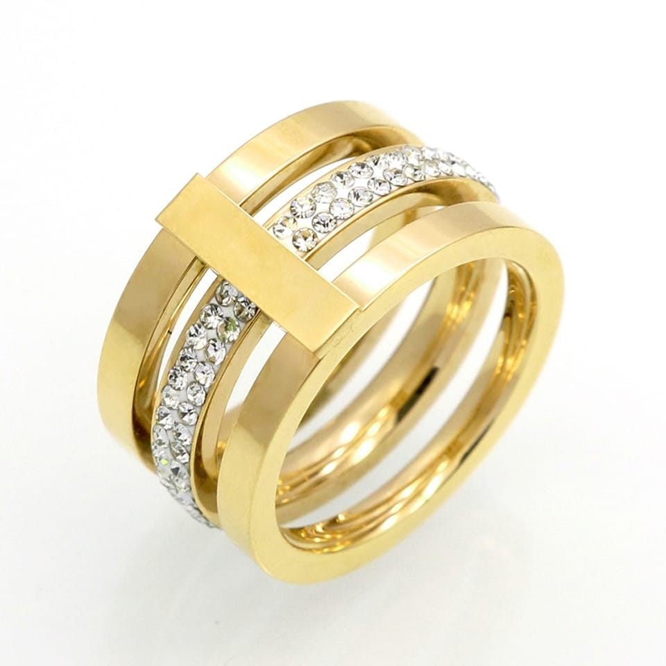 Radiant Crystal Gold Ring