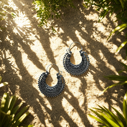 Classic Bold Tribal Hoops Earring