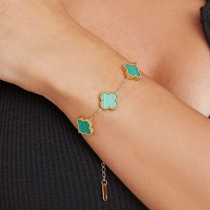 Gold Plated White Clover Bracelet
