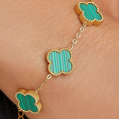 Gold Plated White Clover Bracelet