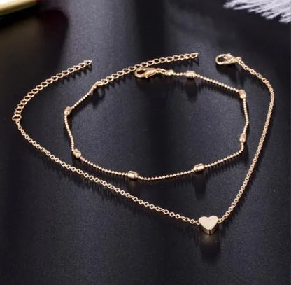 Double Layer Heart Anklet