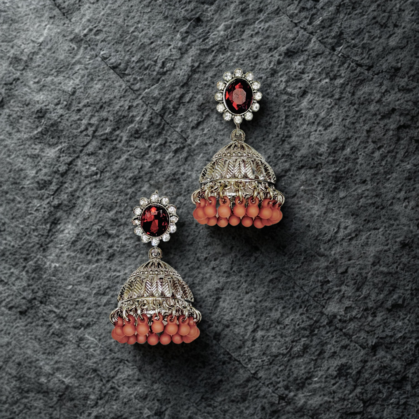 Ruby Drape Jhumka Earrings