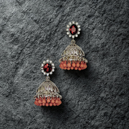 Ruby Drape Jhumka Earrings