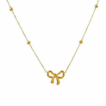 Golden Ribbon Charm Necklace