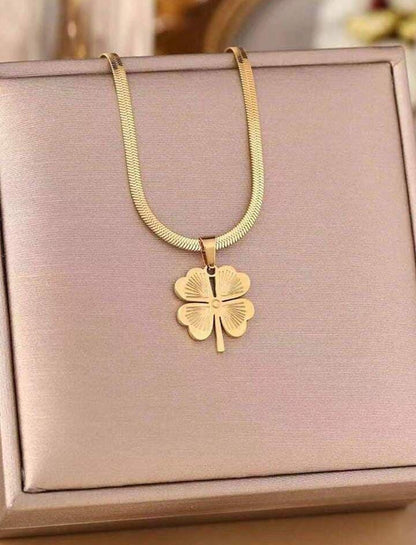 Shiny Four-Leaf Pendant Chain