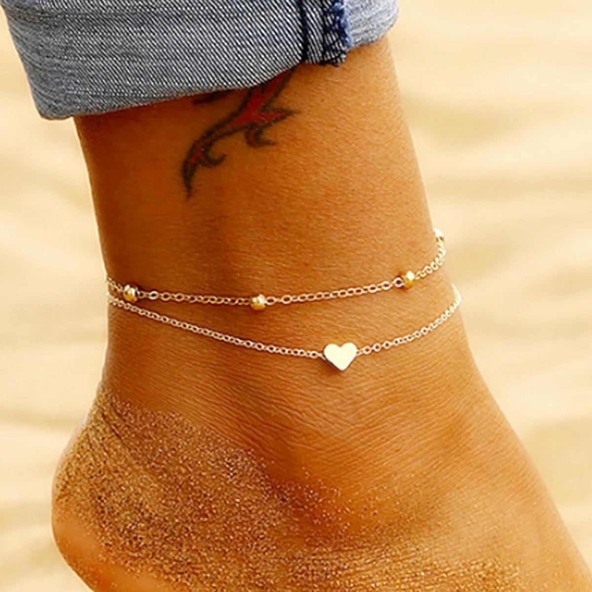Double Layer Heart Anklet