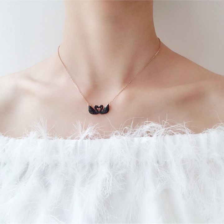 Midnight Swan Heart Necklace