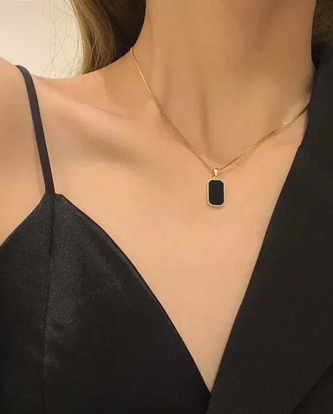 Double Side Rectangular Pendant Necklace for Women and Men