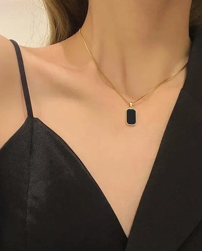 Double Side Rectangular Pendant Necklace for Women and Men