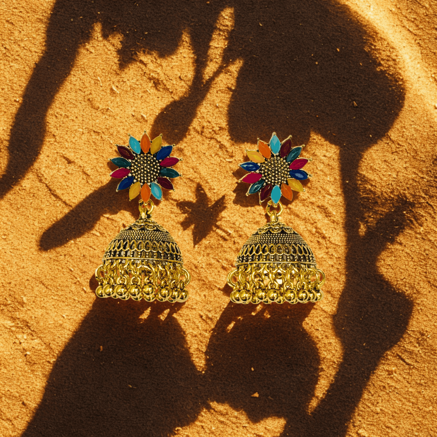 Golden Blossom Jhumka Earrings