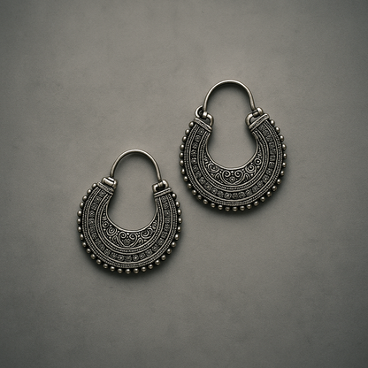 Classic Bold Tribal Hoops Earring