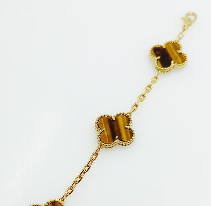 Gold Plated White Clover Bracelet