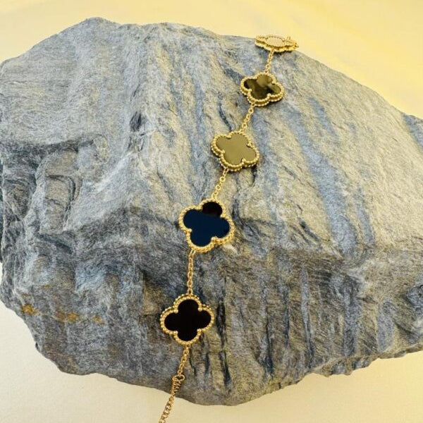 Gold Plated White Clover Bracelet