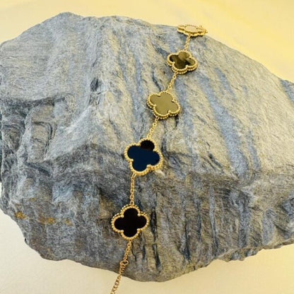 Gold Plated White Clover Bracelet