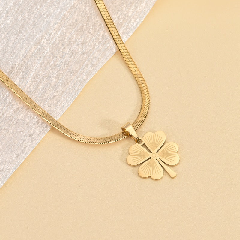 Shiny Four-Leaf Pendant Chain