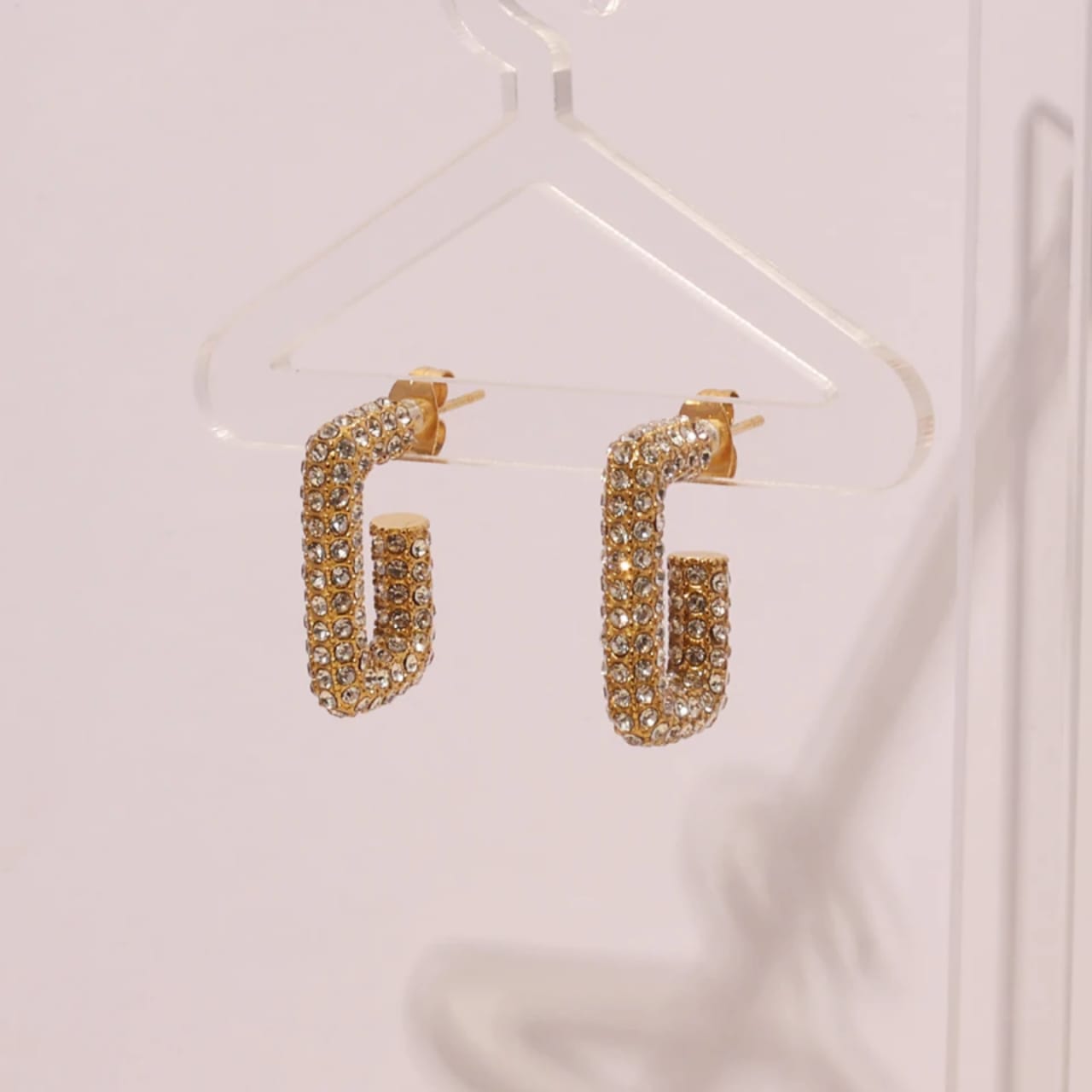 Golden earings with diamonds-E3