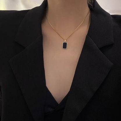 Double Side Rectangular Pendant Necklace for Women and Men