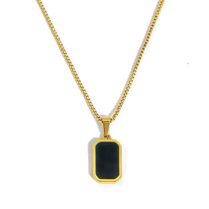 Double Side Rectangular Pendant Necklace for Women and Men