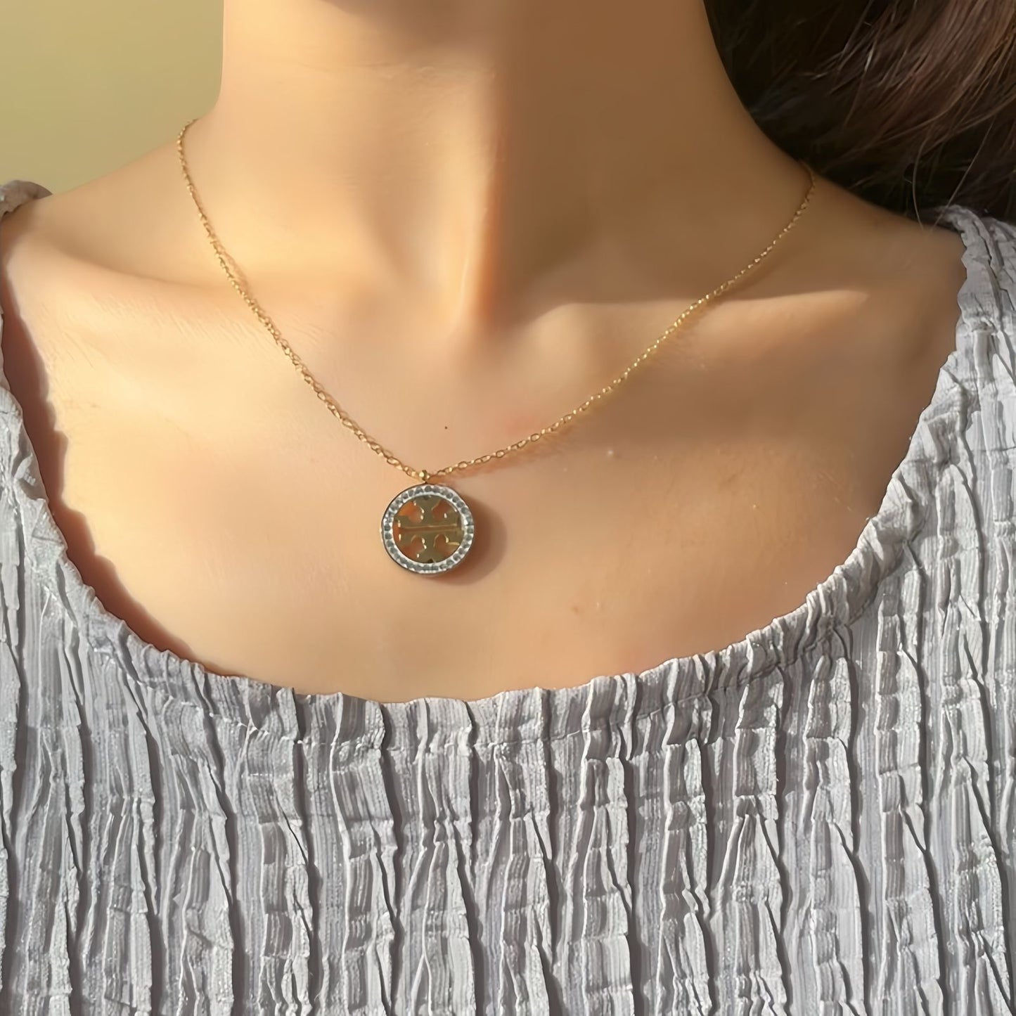 Golden Aura Clover Necklace