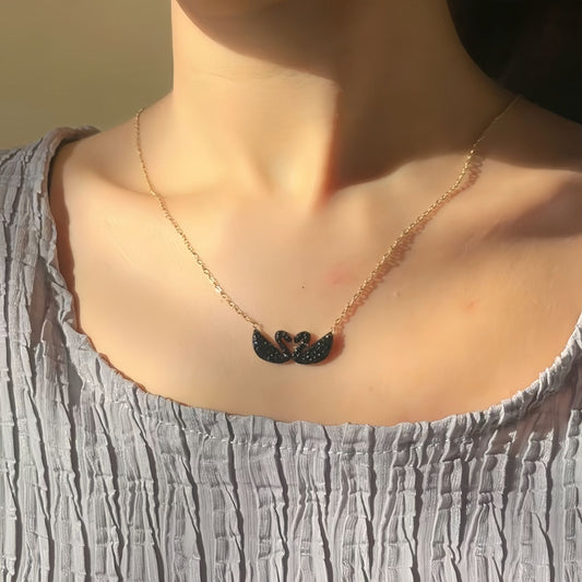 Midnight Swan Heart Necklace