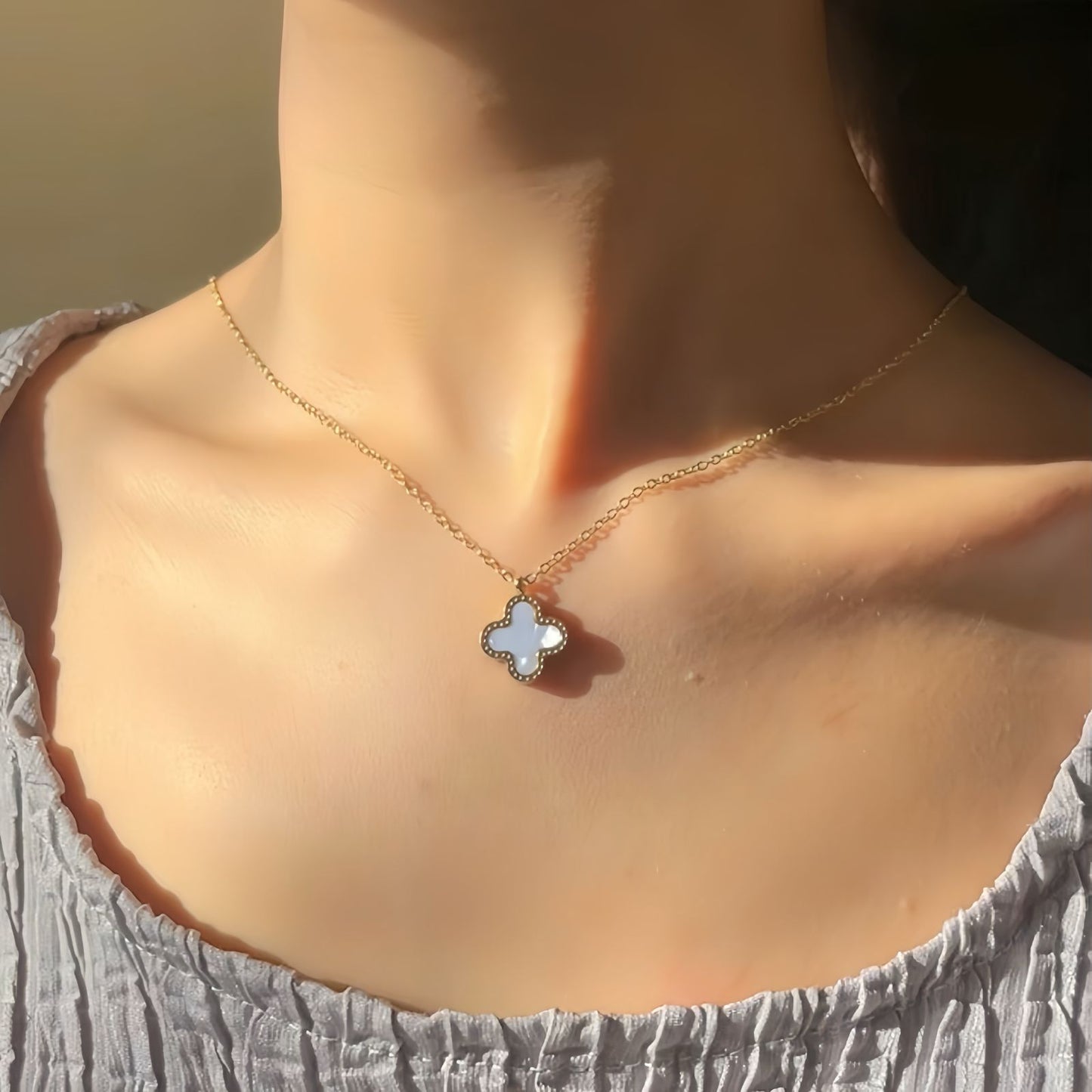 Sunlit Elegance Clover Necklace