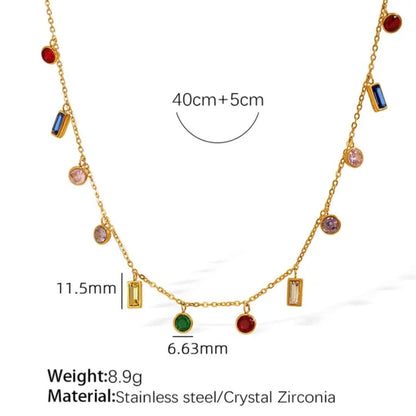 Zircon Stones Stainless Necklace & Bracelet