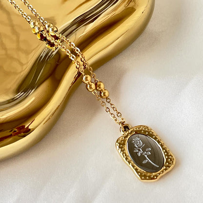 Rose Stainless Steel Pendant Necklace