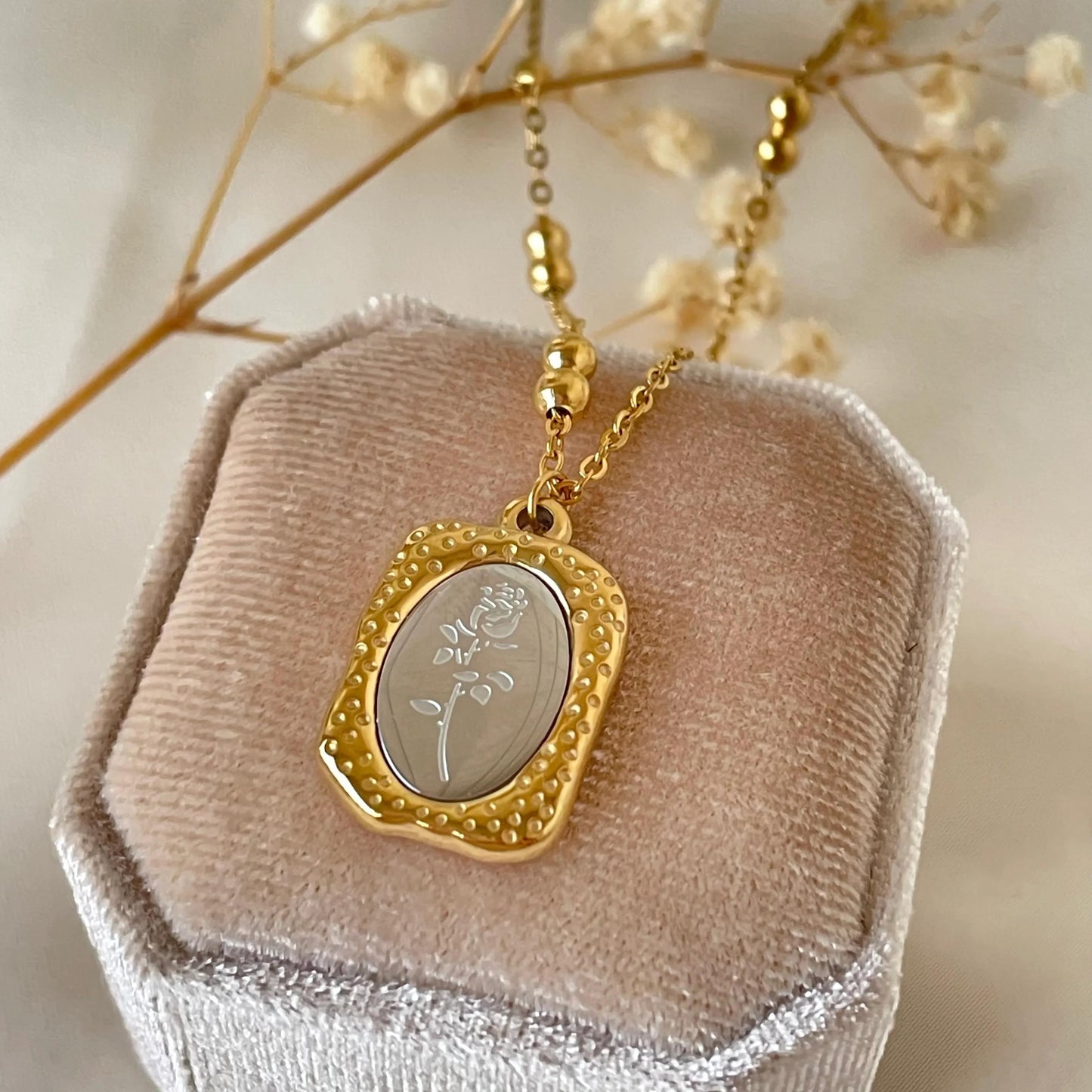 Rose Stainless Steel Pendant Necklace