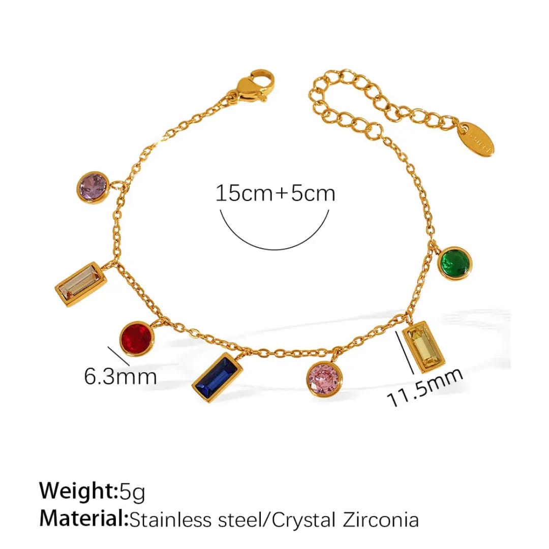 Zircon Stones Stainless Necklace & Bracelet