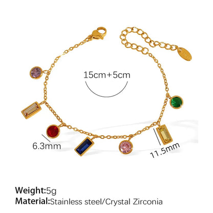 Zircon Stones Stainless Necklace & Bracelet
