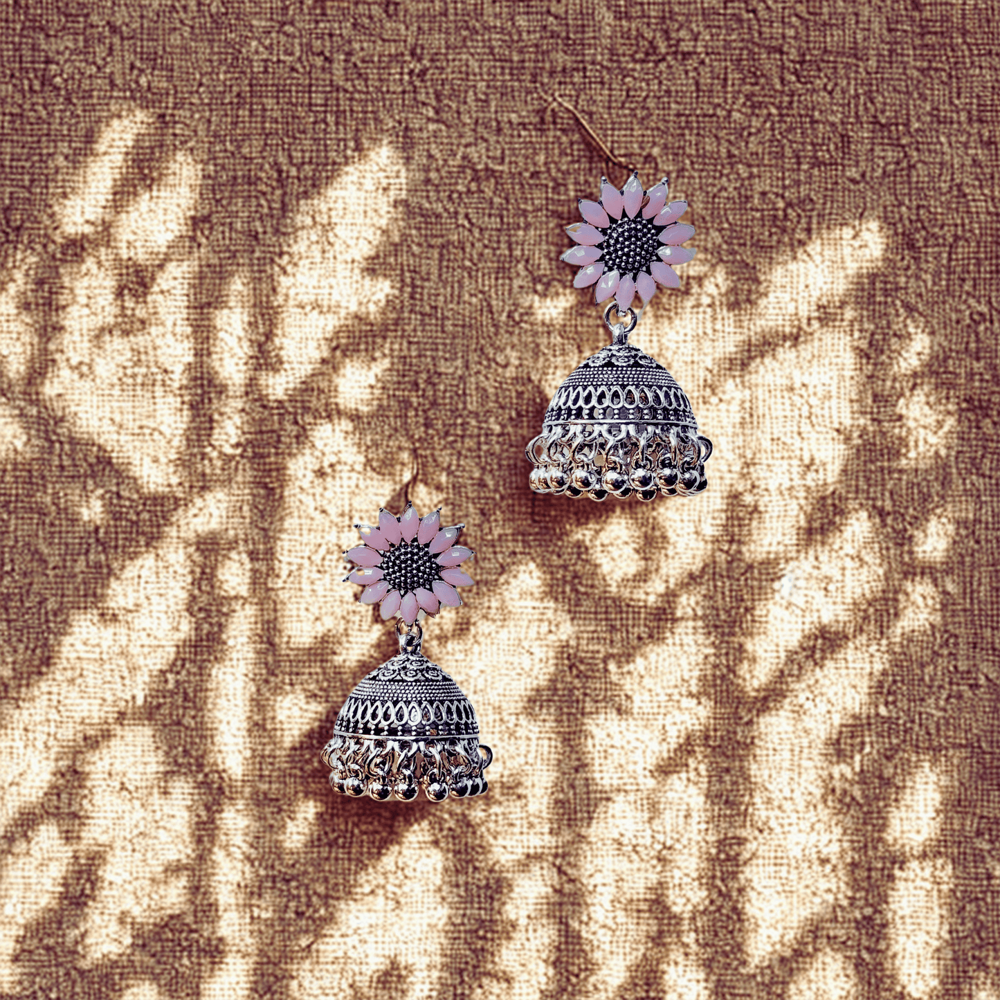 Pink Petal Fusion Jhumkas