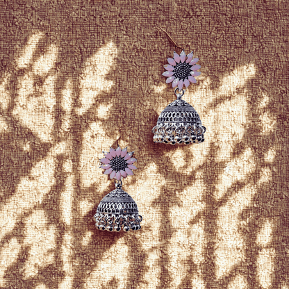 Pink Petal Fusion Jhumkas