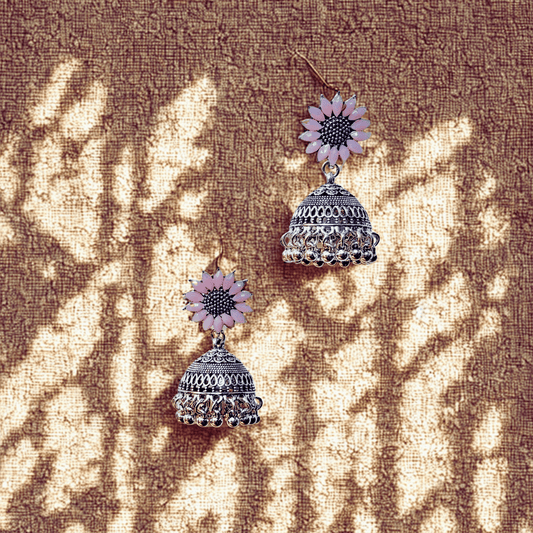 Pink Petal Fusion Jhumkas