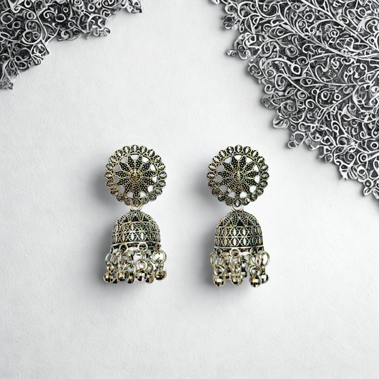 Antique Floral Jhumka Earrings