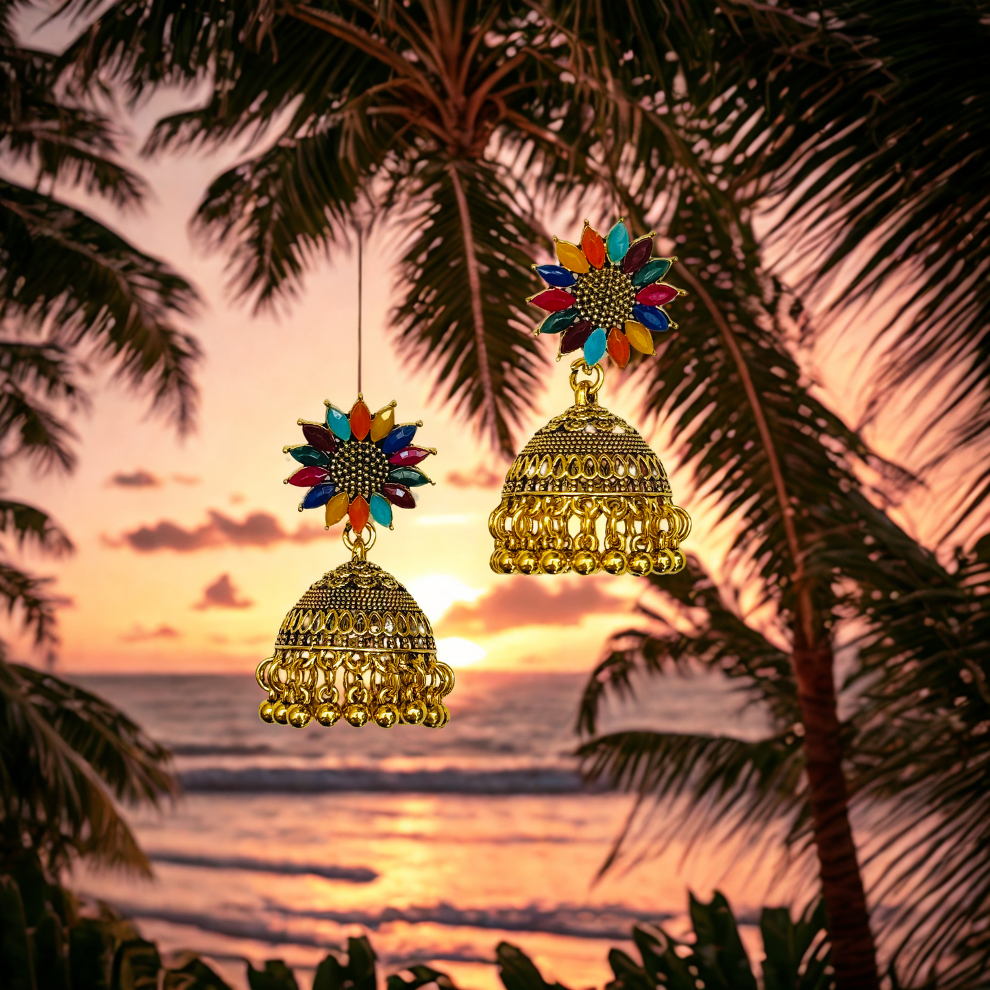 Golden Blossom Jhumka Earrings