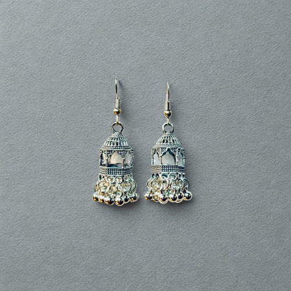 Silver Dome Tassel Jhumkas