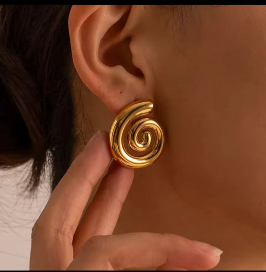 Golden Spiral Studs Earings