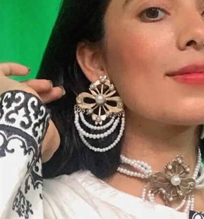 Indian White Pearl Earrings