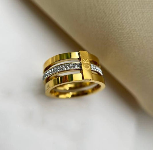 Radiant Crystal Gold Ring